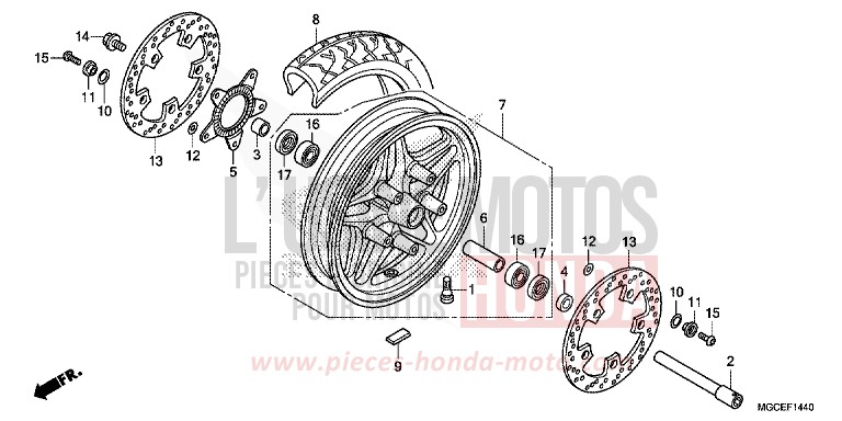 ROUE AVANT (MOULURE) de CB1100 ABS GRAPHITE BLACK (NHB01) 2014